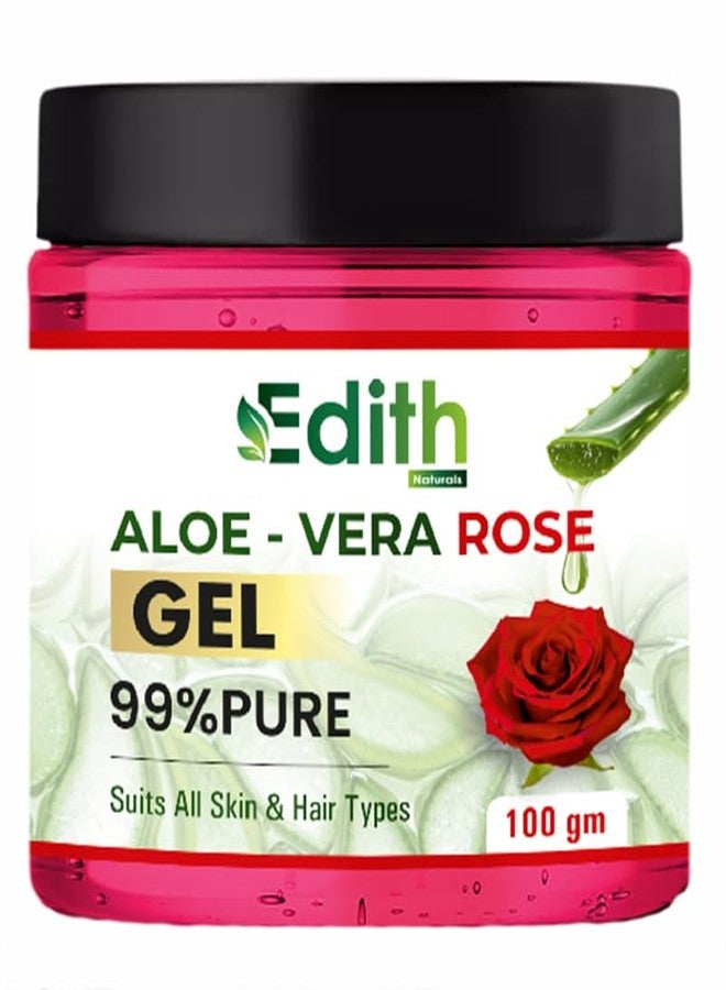 جل الصبار والورد من إديث، نقي بنسبة 99%، لجميع أنواع البشرة والشعر، 100 غرام